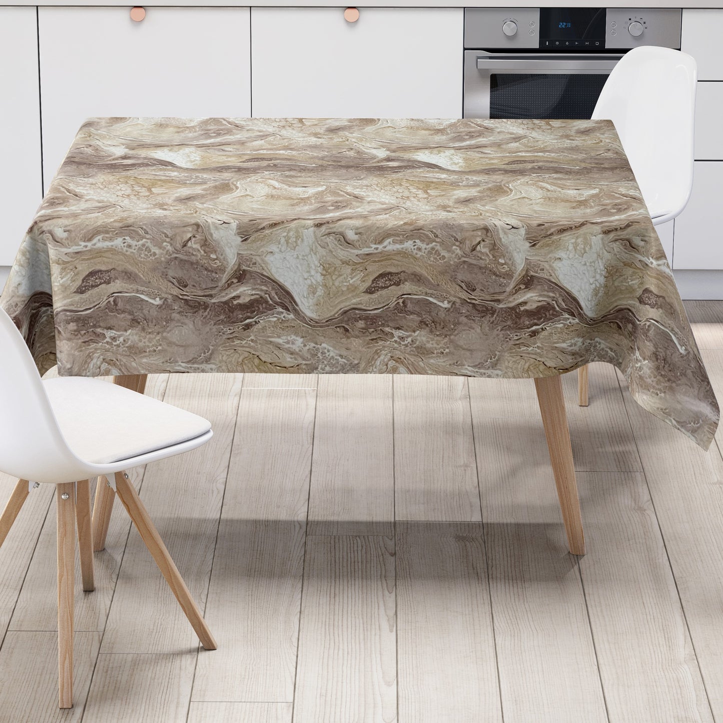 Wachstuchdecke marmoriert beige braun