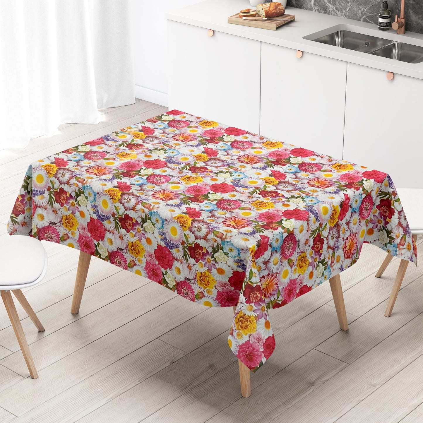 Wachstuchtischdecke Tischdecke Gebera Blumen Blüten