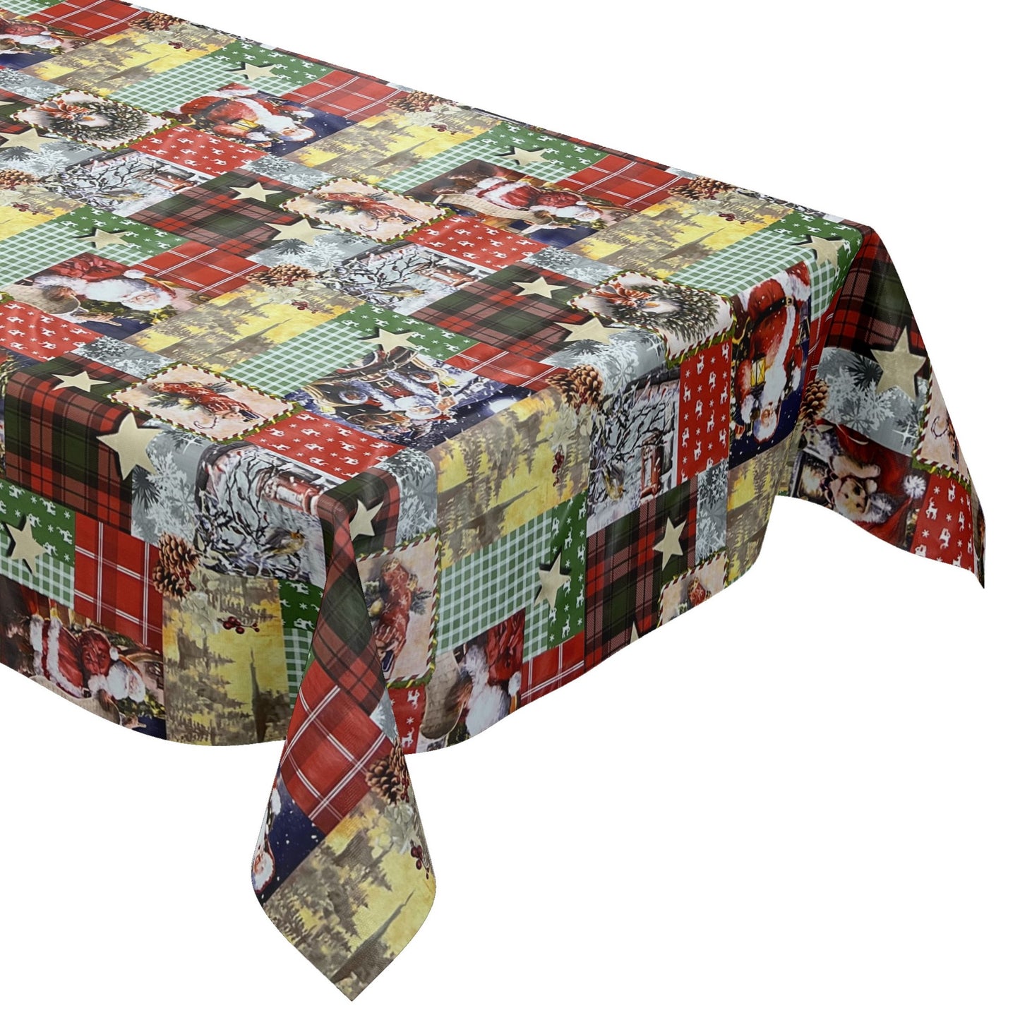 KEVKUS Wachstuch Tischdecke Weihnachten 01655-00 Patchwork kariert eckig rund oval