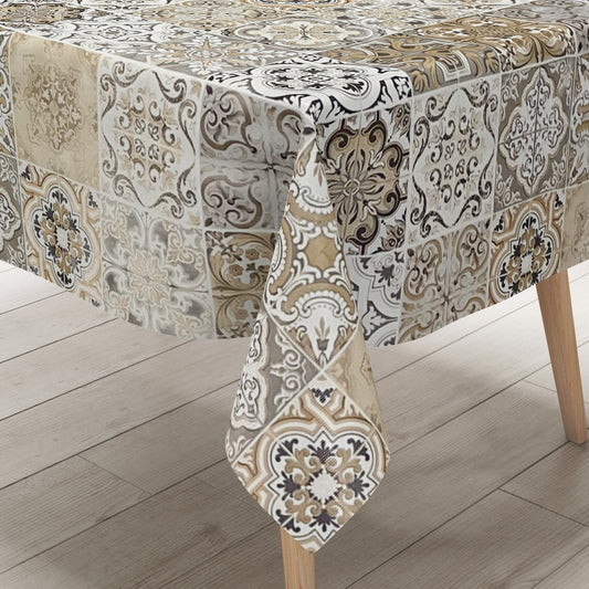 Wachstuch Tischdecke Mosaik beige grau