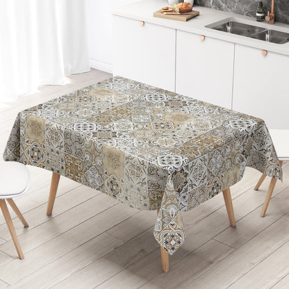 Wachstuch Tischdecke Mosaik beige grau