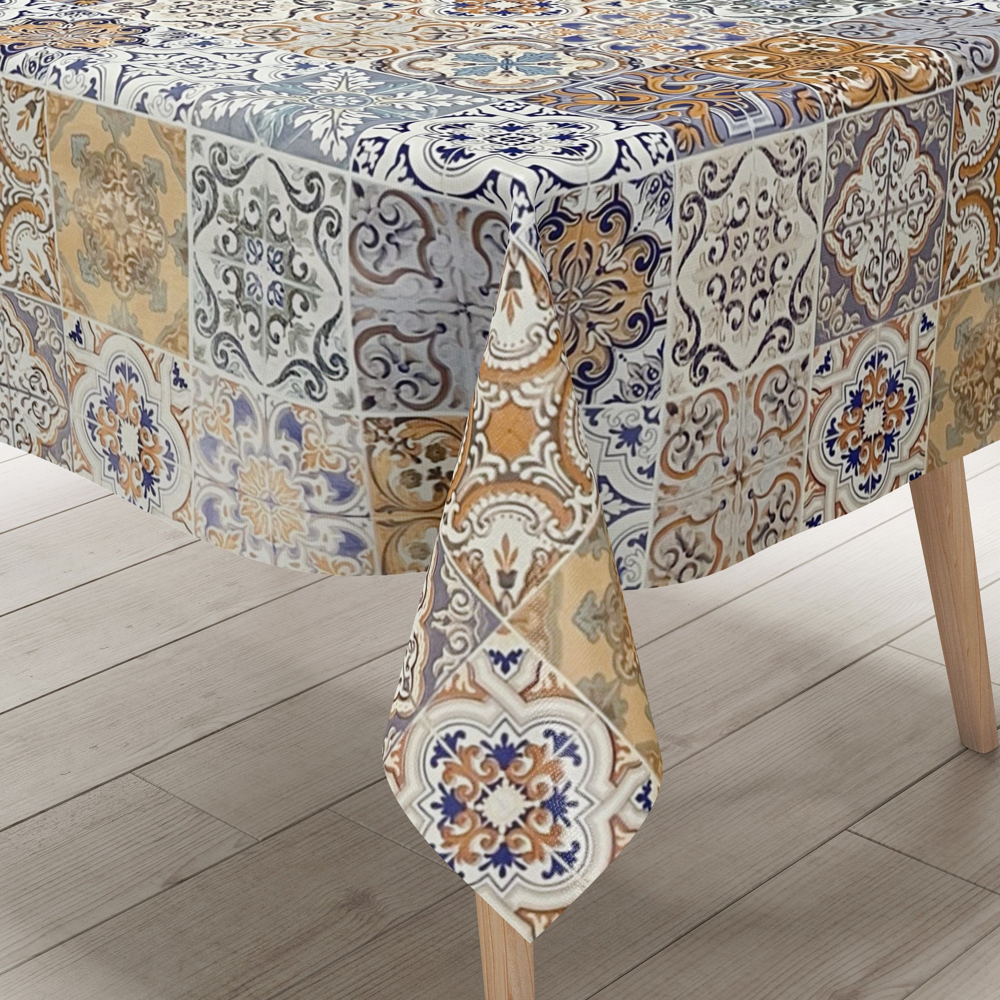 Wachstuch Tischdecke Mosaik blau orange
