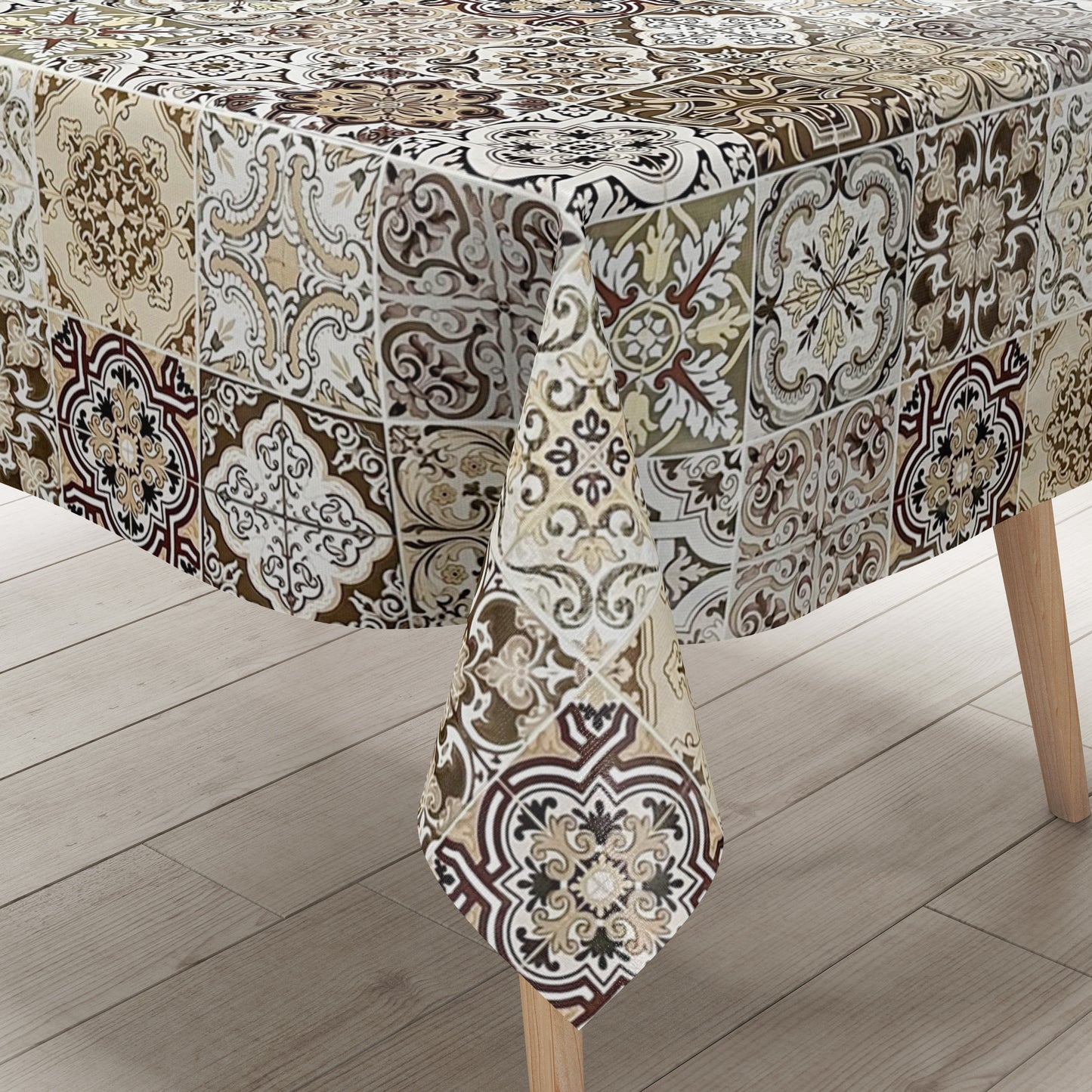 Wachstuch Tischdecke Mosaik beige braun