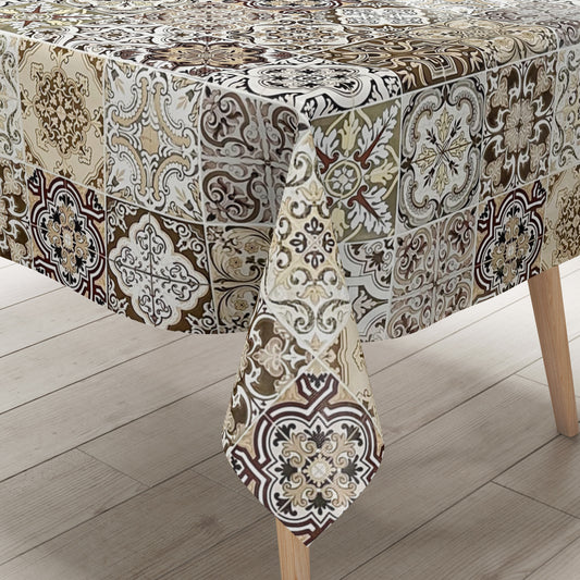 Wachstuch Tischdecke Mosaik beige braun