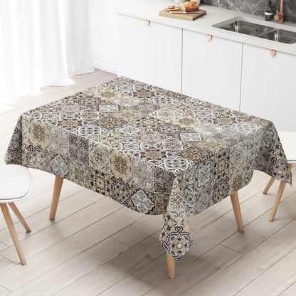 Wachstuch Tischdecke Mosaik beige braun