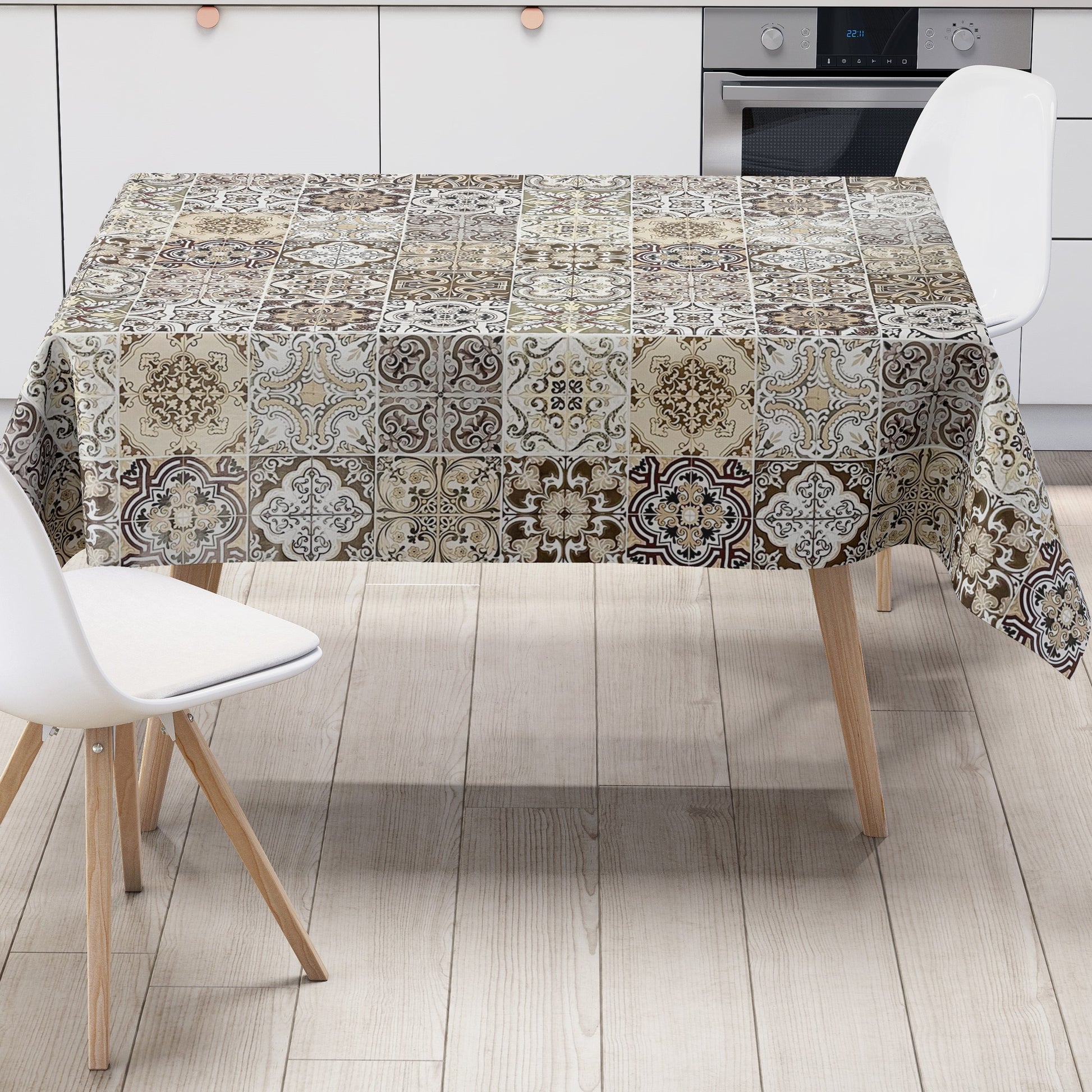 Wachstuch Tischdecke Mosaik beige braun