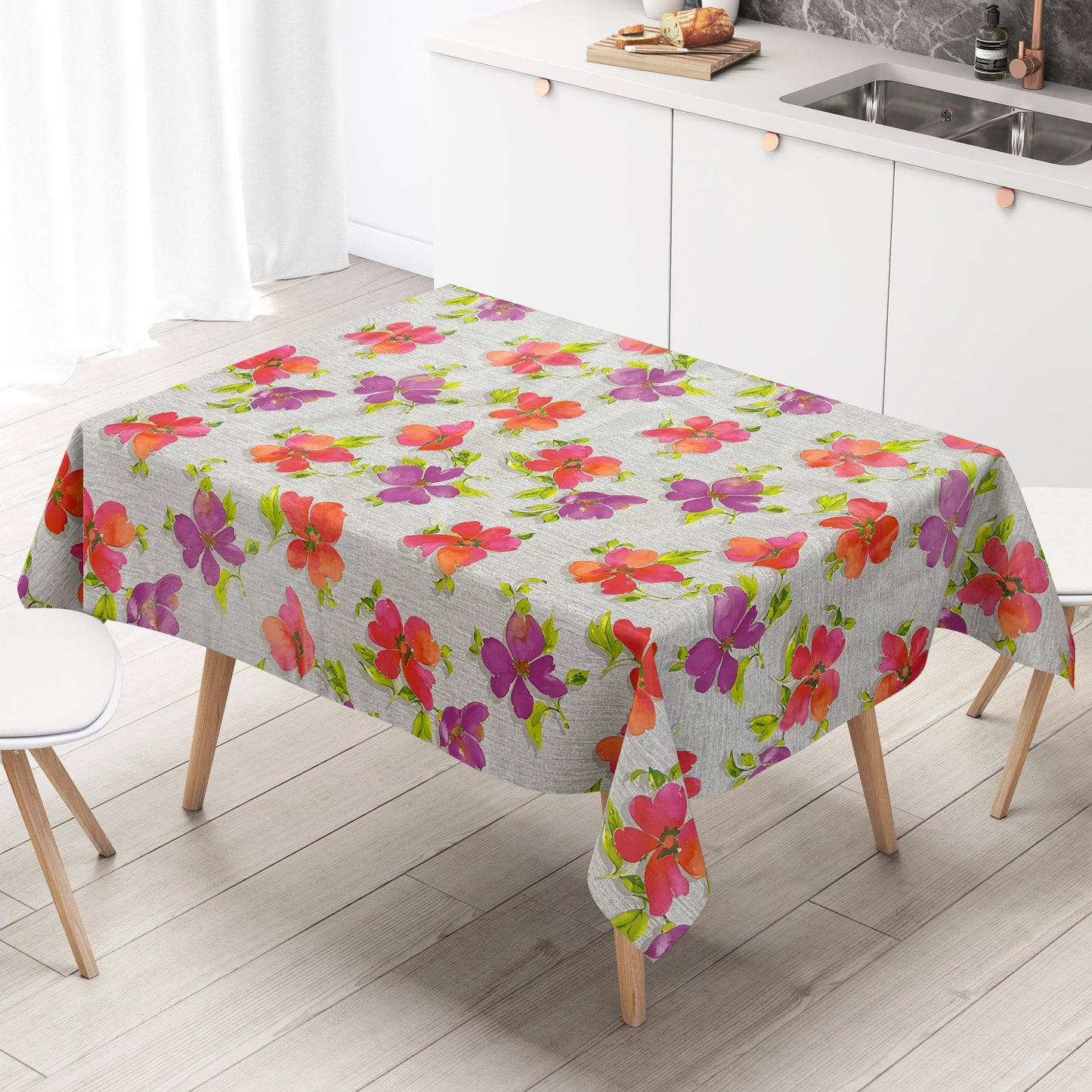 Wachstuch Tischdecke bunte Blüten