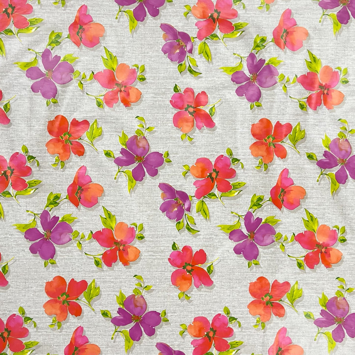 Wachstuch Tischdecke 01708-03 bunte Blüten grau meliert Blumenwiese eckig rund oval Meterware