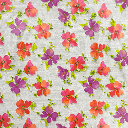 Wachstuch Tischdecke 01708-03 bunte Blüten grau meliert Blumenwiese eckig rund oval Meterware