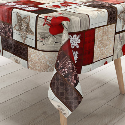 KEVKUS nappe toile cirée Noël 06033-00 coeurs rouges bois carrée ronde ovale