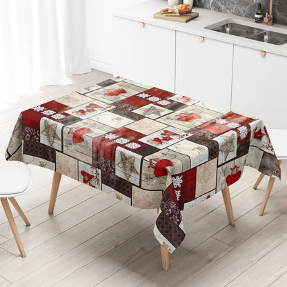 KEVKUS nappe toile cirée Noël 06033-00 coeurs rouges bois carrée ronde ovale