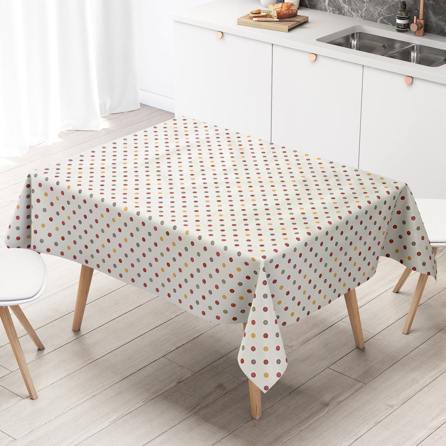 Wachstuch Tischdecke bunte Punkte