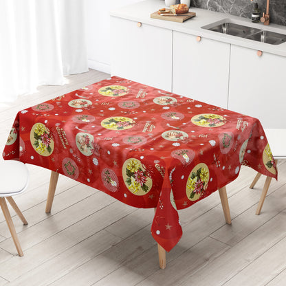KEVKUS Wachstuch Tischdecke Weihnachten 06074-00 MERRY CHRISTMAS rot eckig rund oval