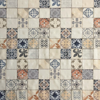 Wachstuch Tischdecke 06108-01 Mosaik Fliesen Portugal beige blau eckig rund oval