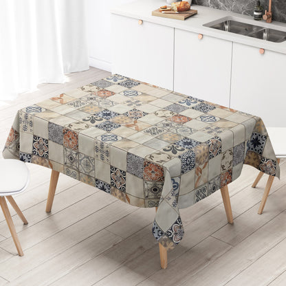 Wachstuch Tischdecke Mosaik beige blau