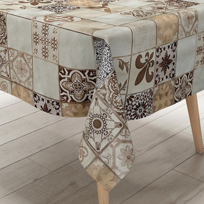 Wachstuch Tischdecke Fliesen Mosaik beige