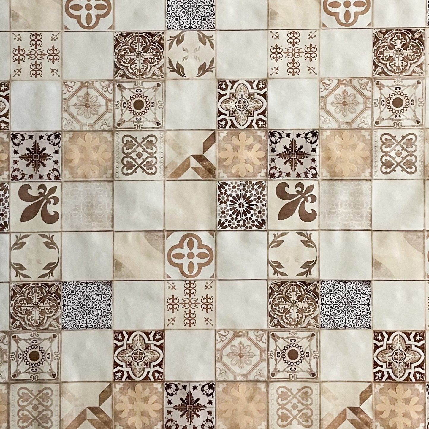 Wachstuch Tischdecke Fliesen Mosaik beige