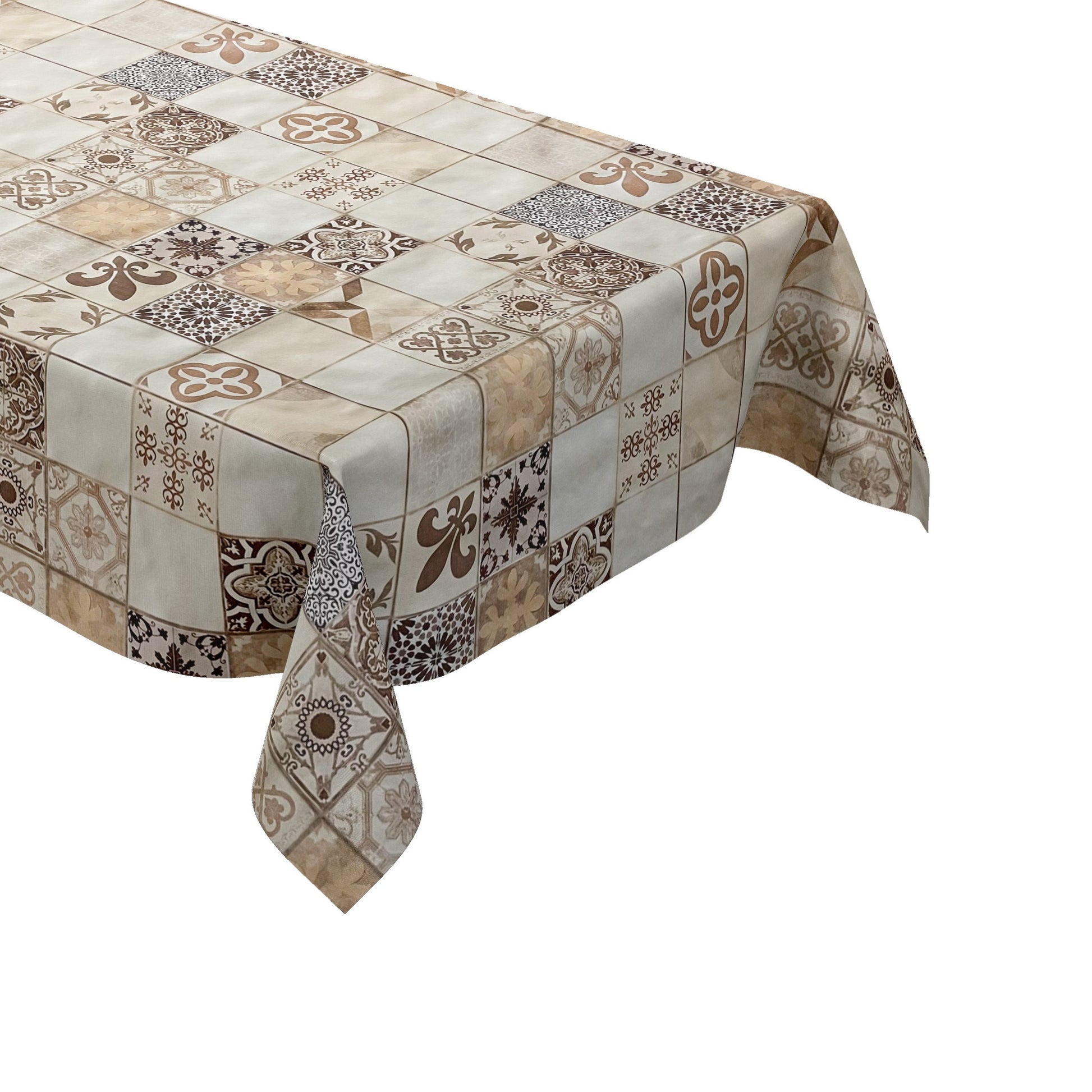 Wachstuch Tischdecke Fliesen Mosaik beige