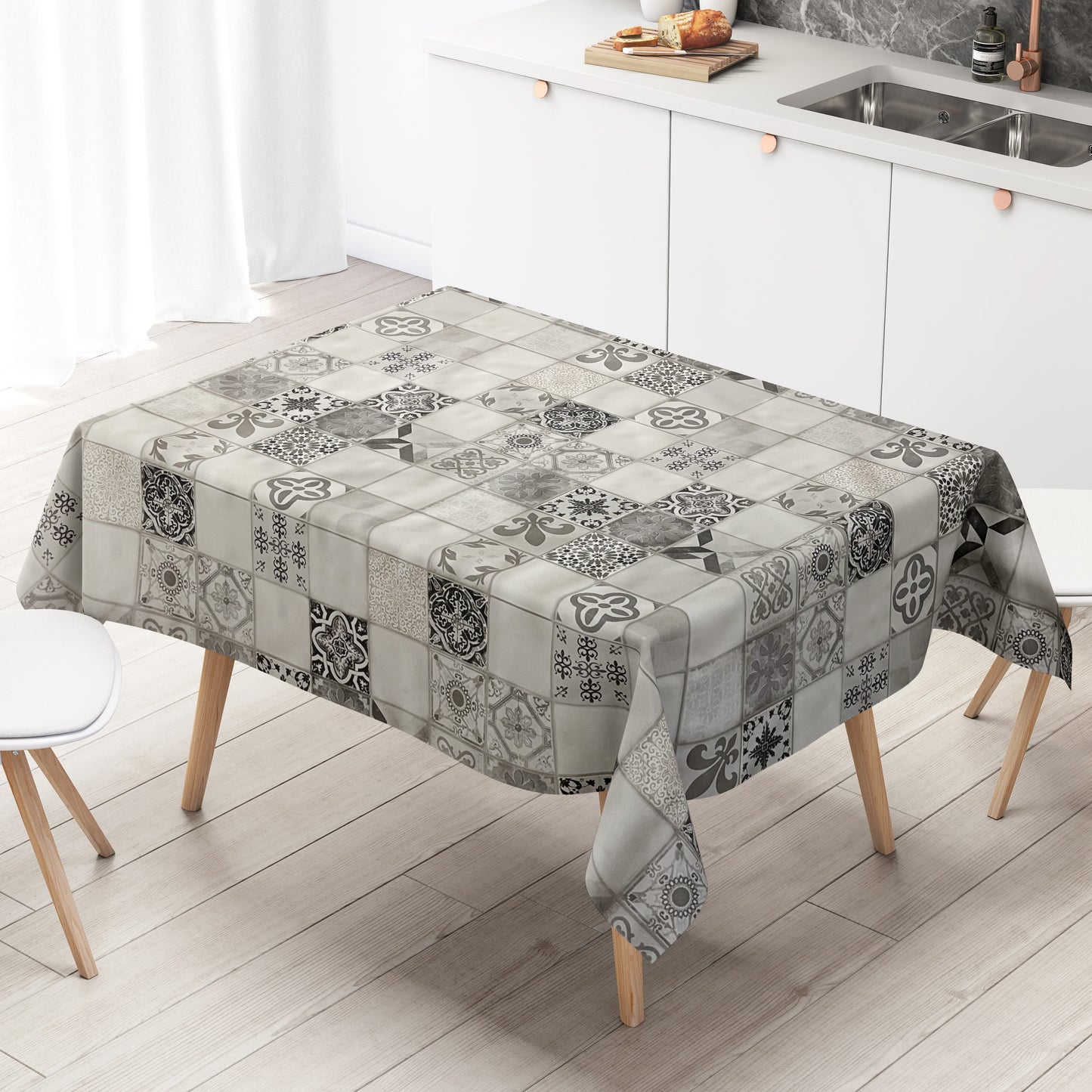 Wachstuch Mosaik schwarz weiss