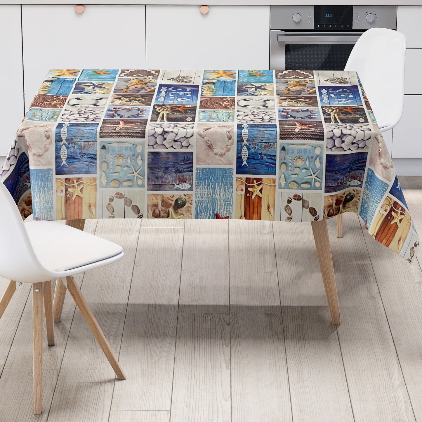 Wachstuch Tischdecke Sea maritim Holz