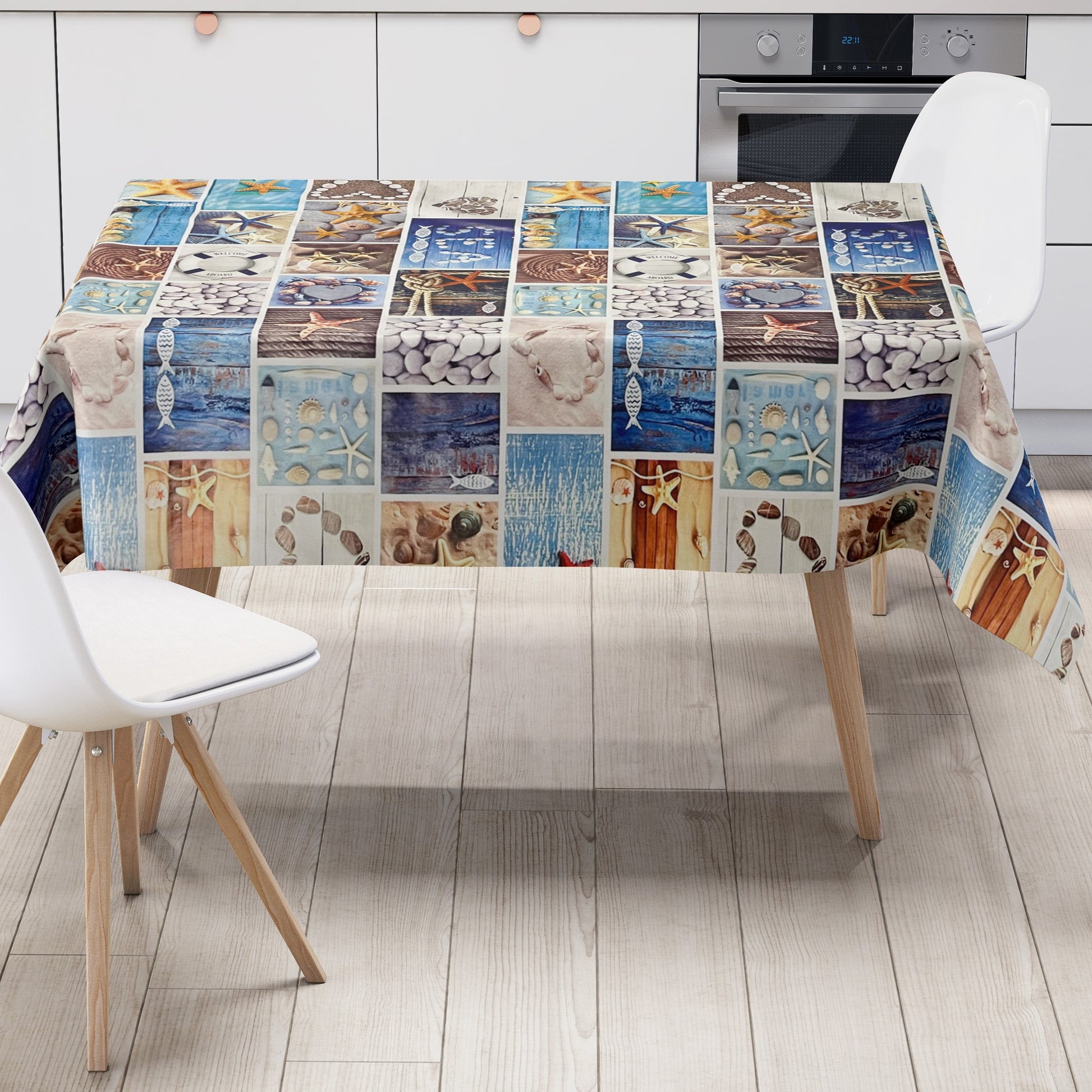 Wachstuch Tischdecke Sea maritim Holz