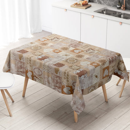 Wachstuch Tischdecke beige Herzen Love