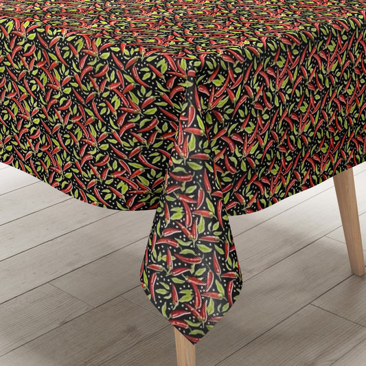 Wachstuch Tischdecke Peperoni schwarz
