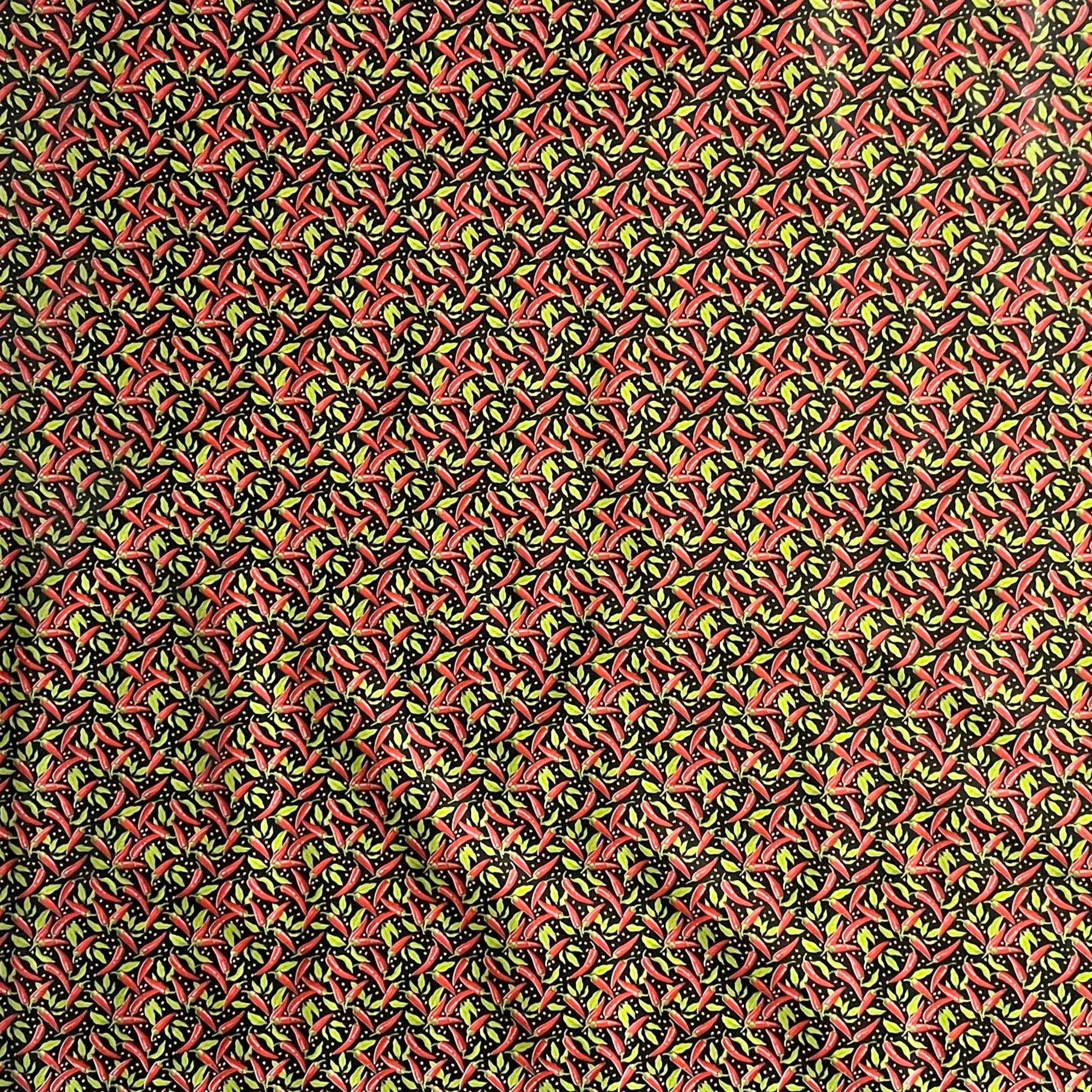 Wachstuch Tischdecke Peperoni schwarz