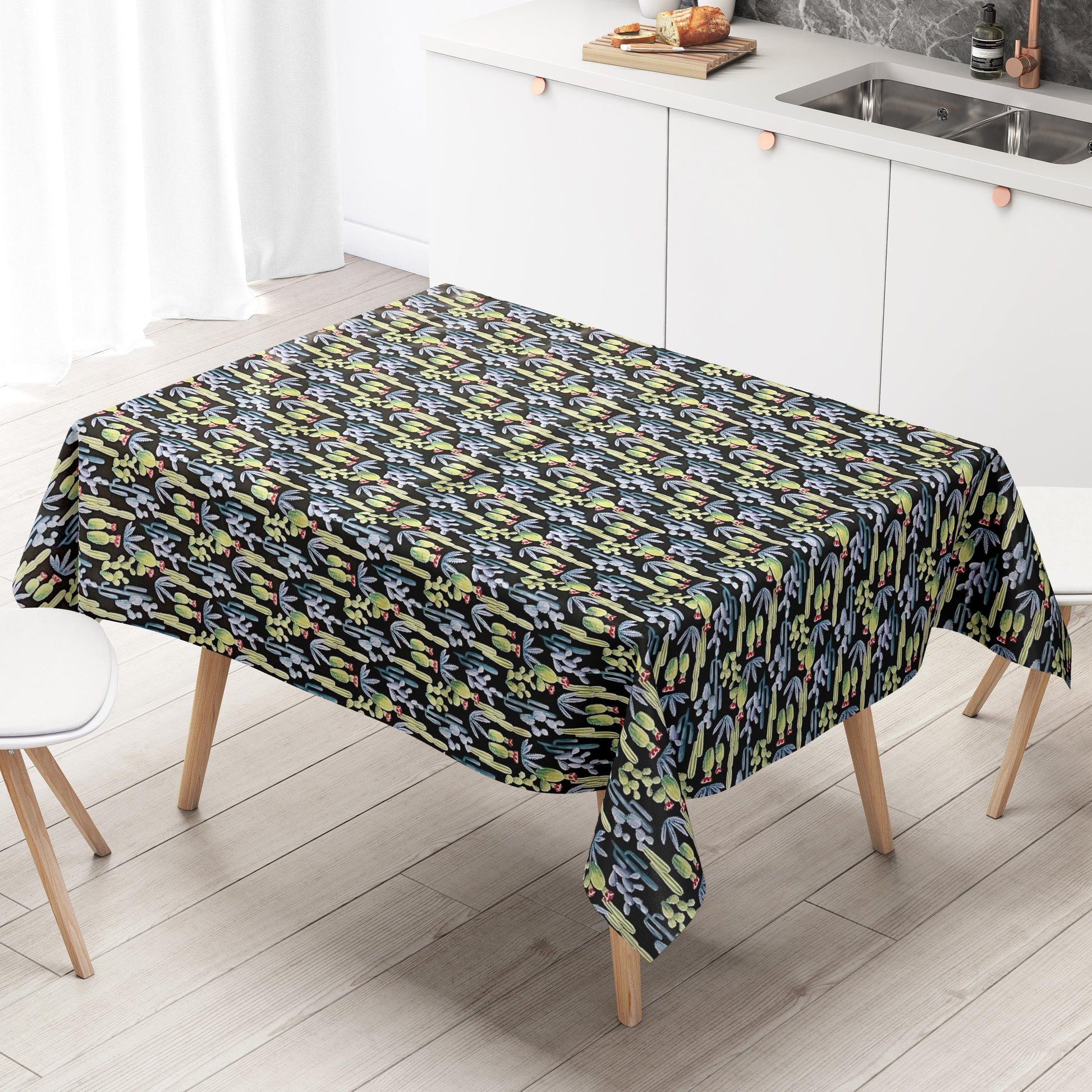 Wachstuch Tischdecke Kakteen schwarz