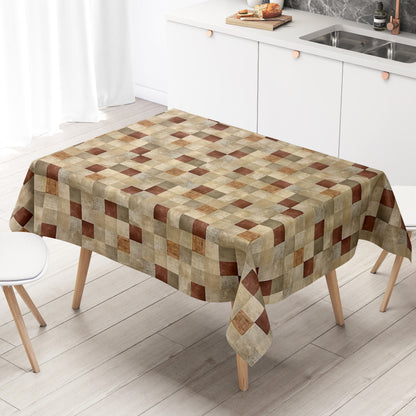 Wachstuchdecke abwaschbar pvc kariert braun beige