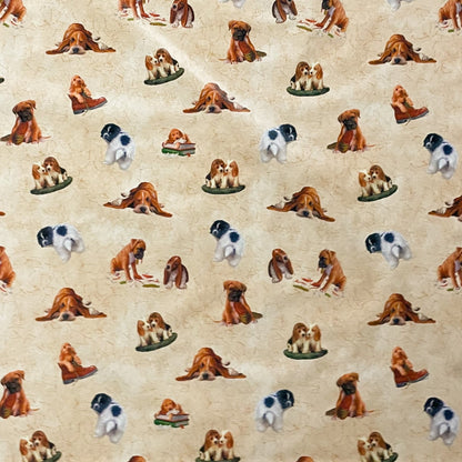 Wachstuch Tischdecke Hunde beige