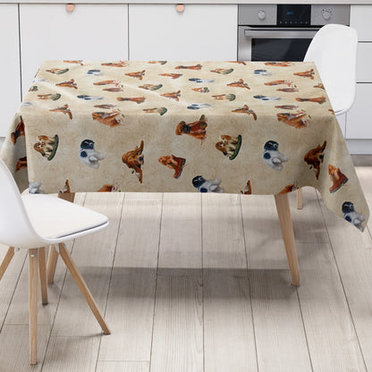 Wachstuch Tischdecke Hunde beige