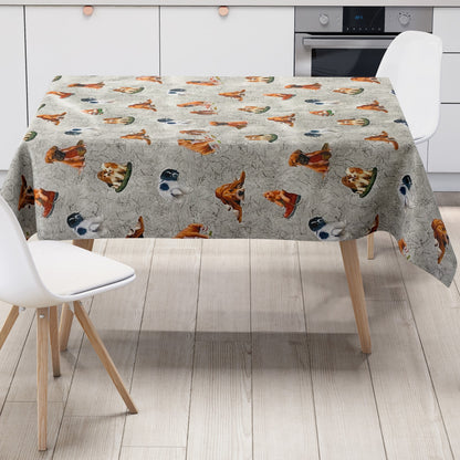 Wachstuch Tischdecke Hunde Welpen grau