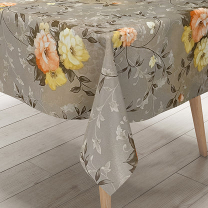 Wachstuch Tischdecke Rosen Blumen grau