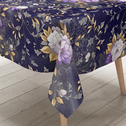 Wachstuch Tischdecke blau Rosen Blumen