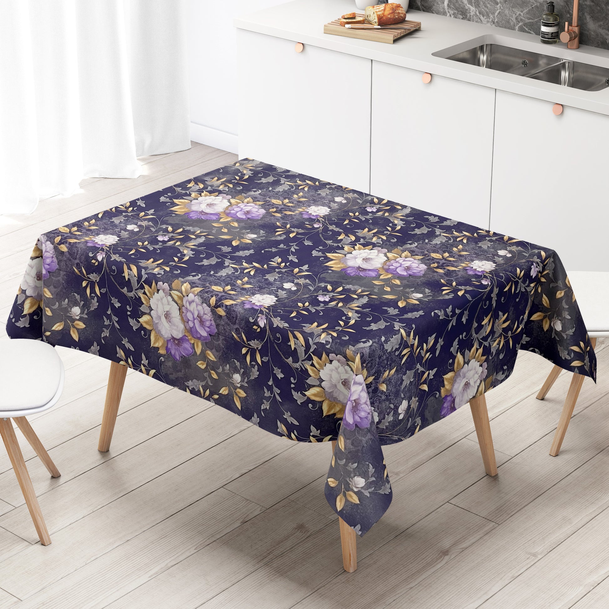 Wachstuch Tischdecke blau Rosen Blumen