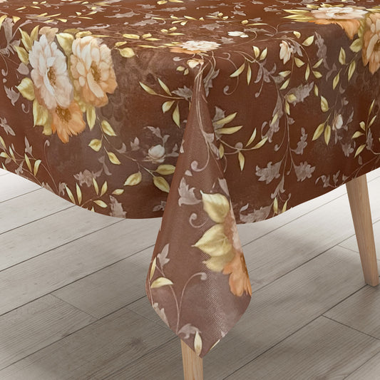 Wachstuchtischdecke braun Rosen PVC Decke