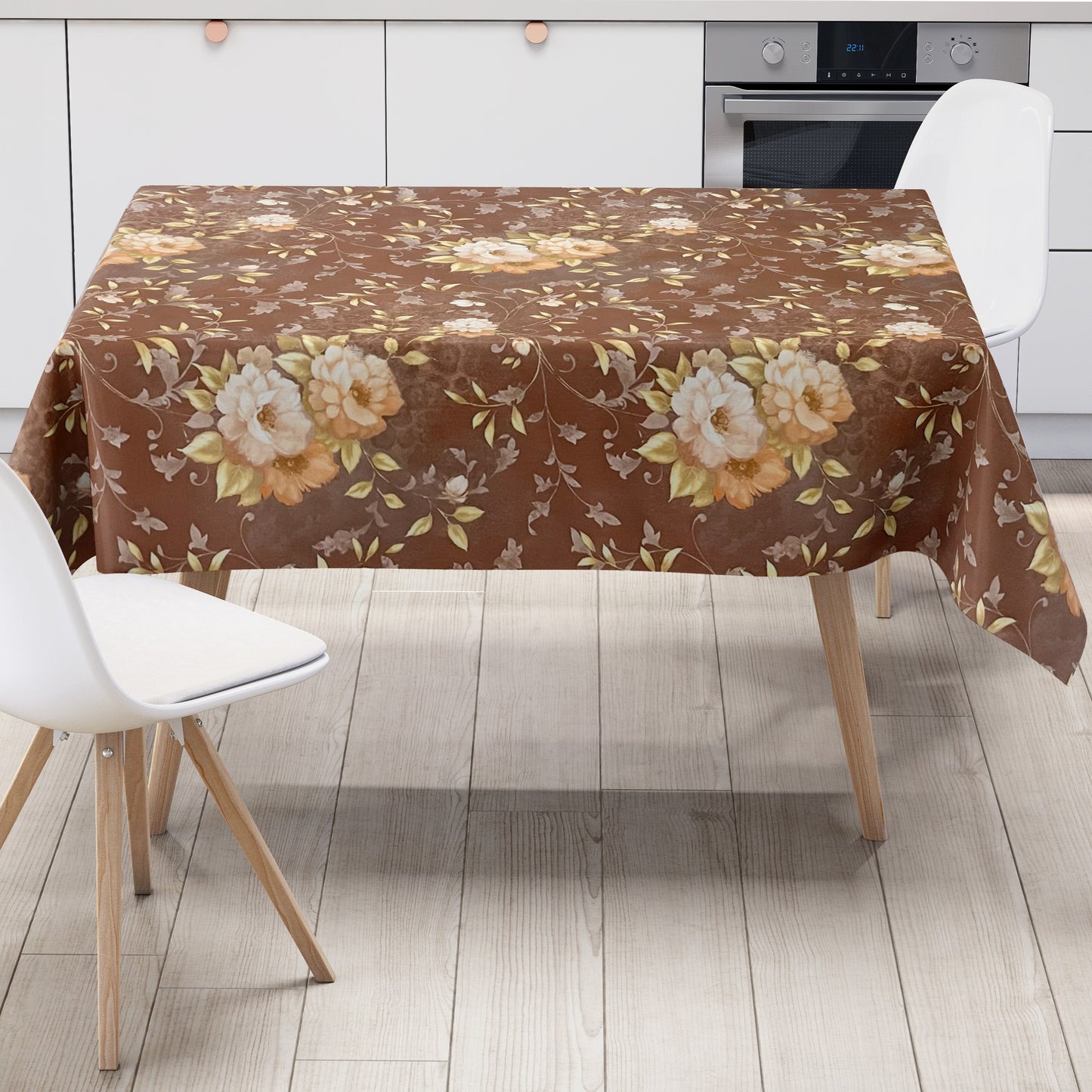 Wachstuchtischdecke braun Rosen PVC Decke