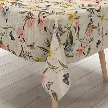 Wachstuch Tischdecke lilien beige