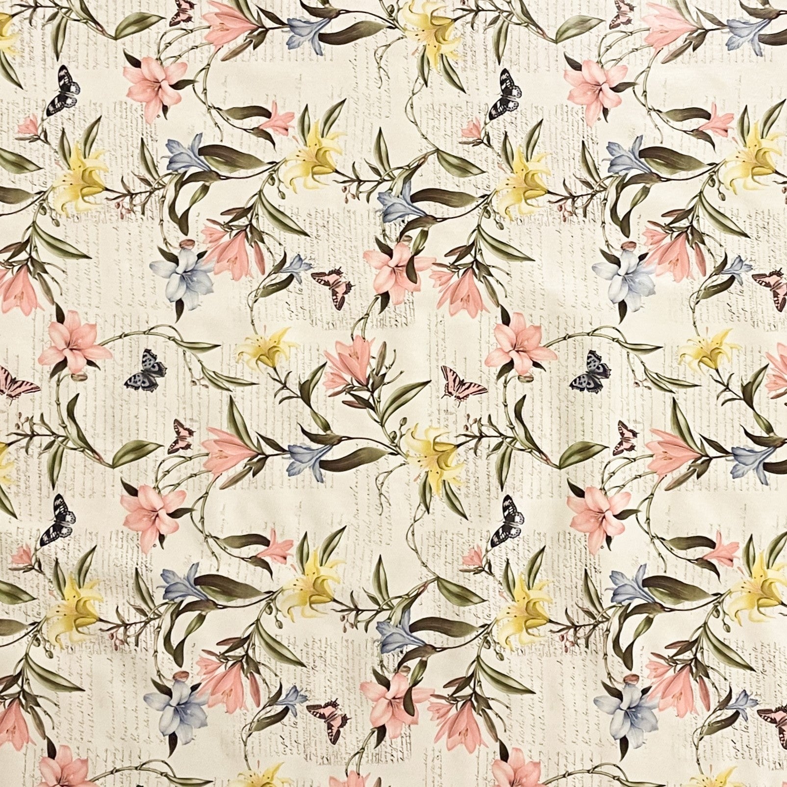 Wachstuch Tischdecke lilien beige