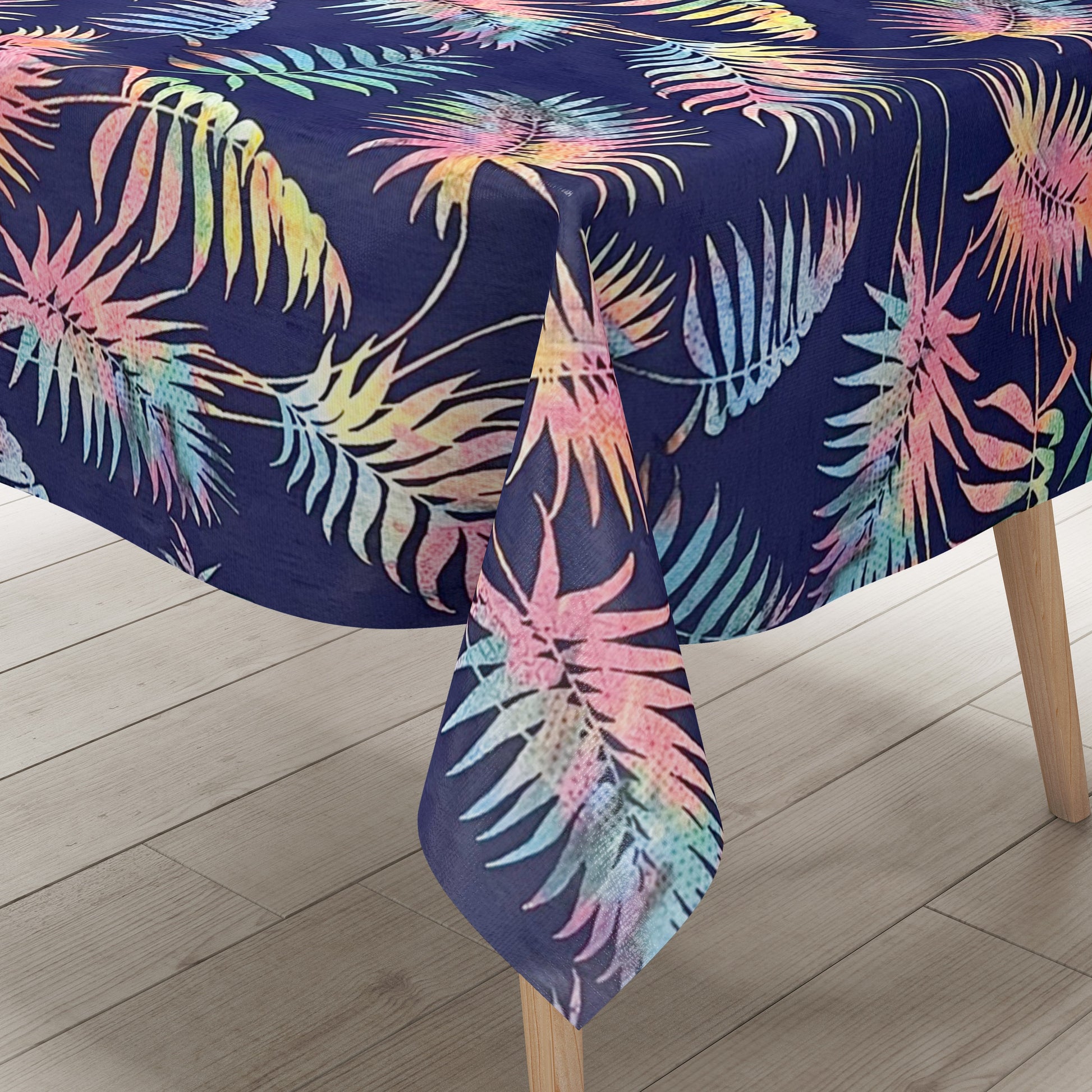 Wachstuch Tischdecke Monstera dunkel blau