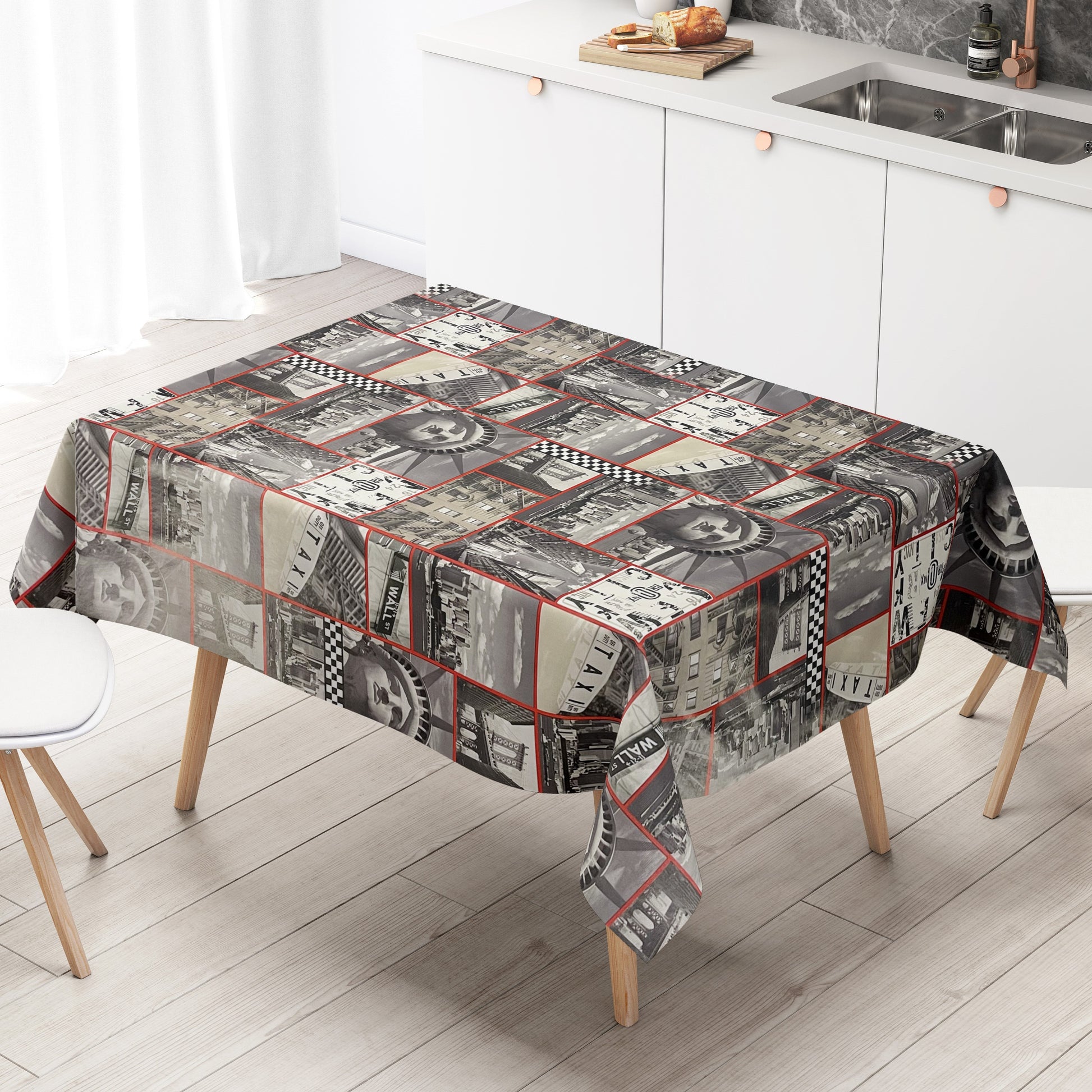 pvc tischdecke new york amerika grau