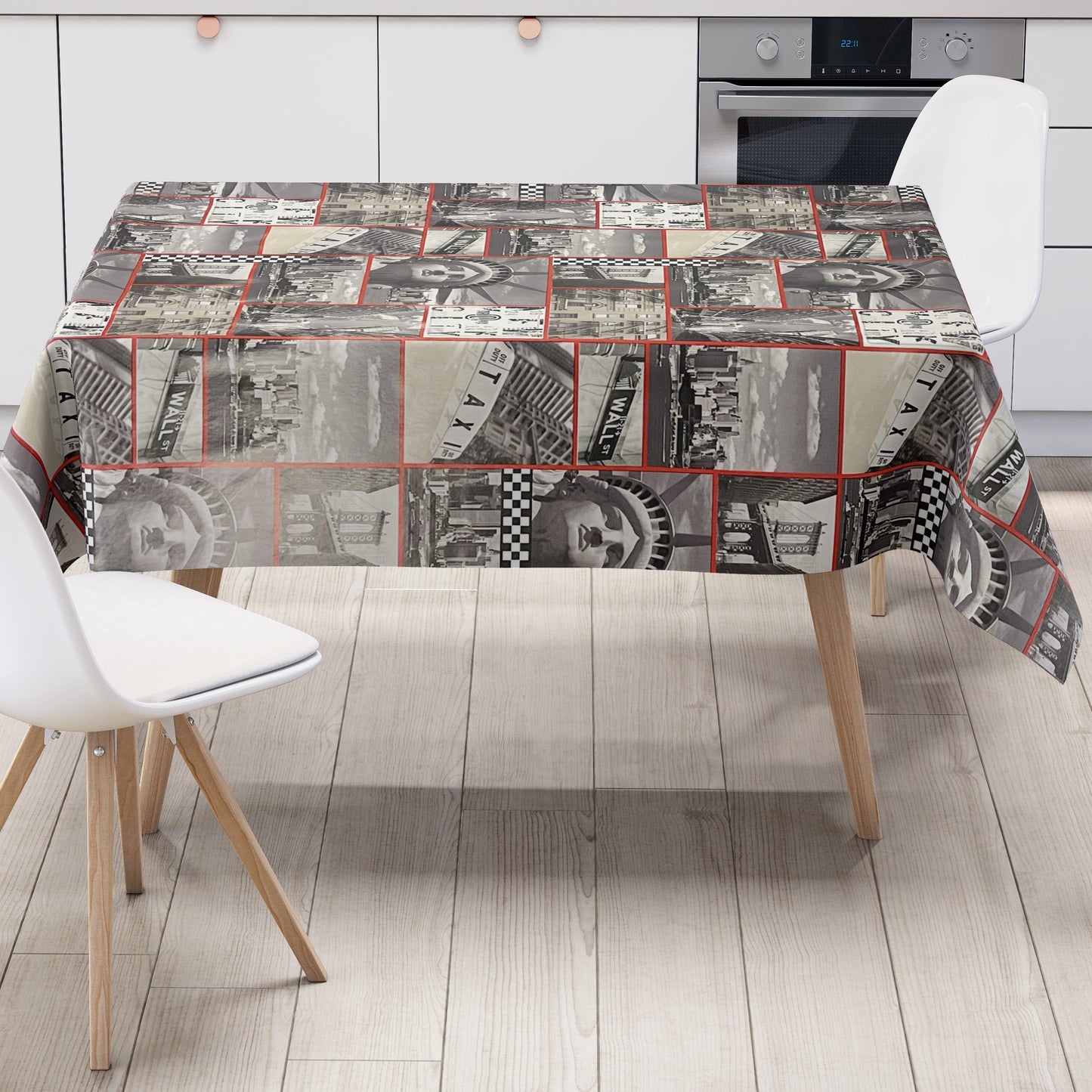 pvc tischdecke new york amerika grau