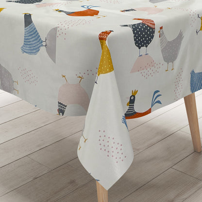 Wachstuchtischdecke 06285-00 bunte Hühner Henne Hahn Bauernhof abwaschbar Meterware eckig rund oval