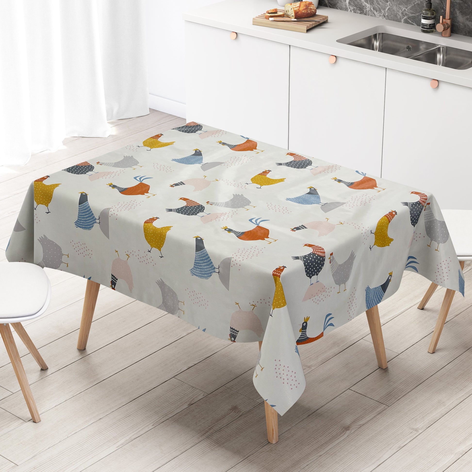 Wachstuchtischdecke Hühner