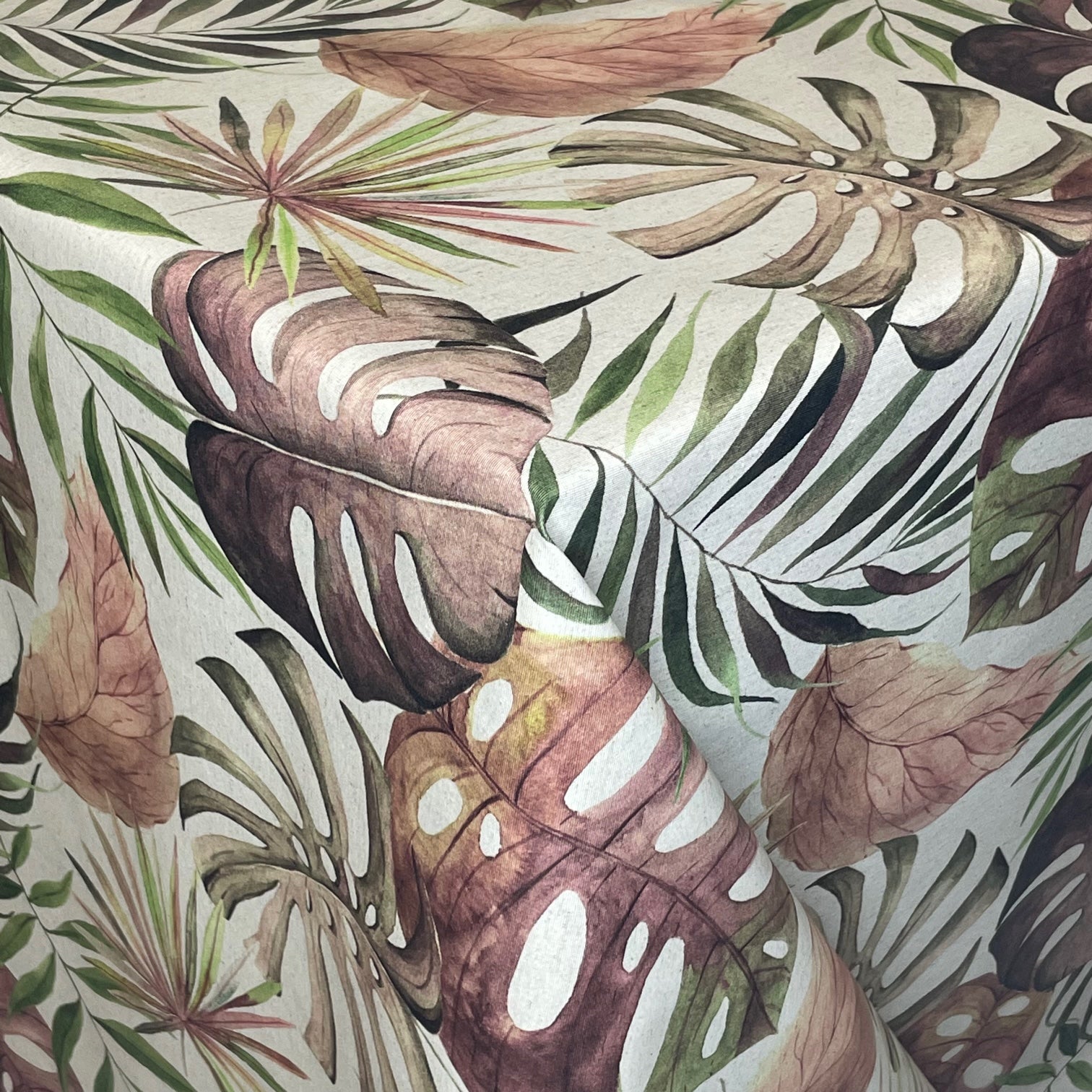 textile Tischdecke eckig rund oval jacquard monstera dschungel plamen eckig rund oval kevkus