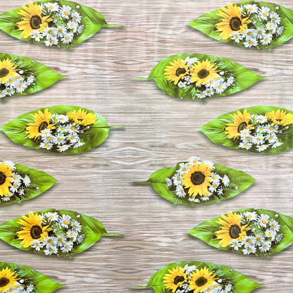 Oilcloth tablecloth AN10 sunflowers daisies wood square round oval