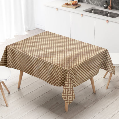 abwaschbare Wachstuch Tischdecke karo kariert beige braun kaufen