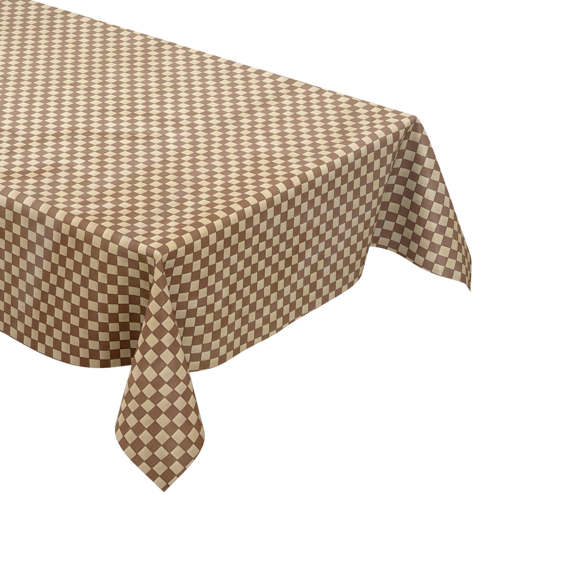 abwaschbare Wachstuch Tischdecke karo kariert beige braun kaufen