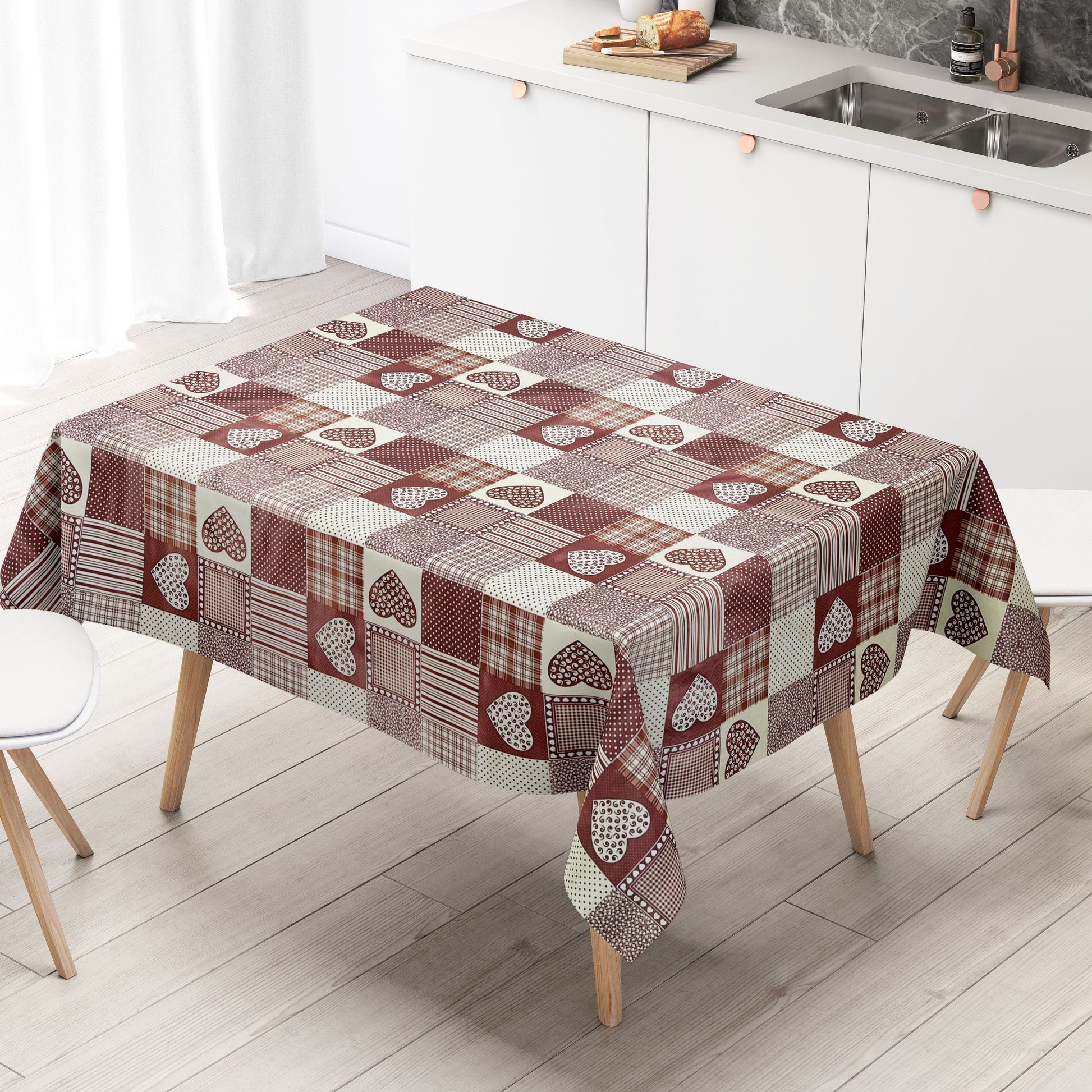abwaschbare Wachstuch Tischdecke, Wachstuch, PVC, kaufen, Herzen , Landhaus, eckig, rund oval